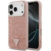 GUESS dėklas, skirtas IPHONE 17 Pro, suderinamas su „MagSafe“ GUHMP17LPFGTSCMP (PU blizgučiai su trikampio logotipu), rožinis