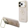 Guess PU Grained 4G Logo Stand Camera Frame dėklas skirtas Apple iPhone 17 Pro rožinės spalvos