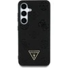 Dėklas Guess Grained Hot Stamp Peony Pattern Triangle Logo MagSafe skirtas Samsung Galaxy S25 Ultra juodos spalvos
