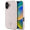 Originalus Dėklas GUESS Grained Hot Stamp Peony Triangle Logo MagSafe skirtas Apple iPhone 16 rožinės spalvos