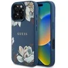 Guess Grained Printed Flower Pattern MagSafe - dėklas skirtas Apple iPhone 16 Pro mėlynas