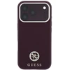 Dėklas Guess Grained Round Strass Logo MagSafe do iPhone 18 Pro Max / 17 Pro Max bordo spalvos