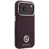 Dėklas Guess Grained Round Strass Logo MagSafe do iPhone 18 Pro Max / 17 Pro Max bordo spalvos
