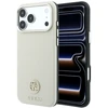 Guess Grained Round Strass Logo MagSafe dėklas, skirtas iPhone 18 Pro Max / 17 Pro Max – smėlio spalvos
