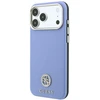 Dėklas Guess Grained Round Strass Logo MagSafe do iPhone 18 Pro / 17 Pro mėlyna