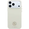 Guess Grained Round Strass Logo MagSafe dėklas, skirtas iPhone 18 Pro Max / 17 Pro Max – smėlio spalvos