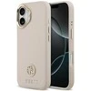 GUESS dėklas, skirtas IPHONE 17, suderinamas su „MagSafe“ GUHMP17SPGCRMDEP (PU su grūdėtu juodu logotipu), rožinis