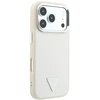 Dėklas Guess Grained Triangle Logo MagSafe, skirtas iPhone 18 Pro / 17 Pro, smėlio spalvos