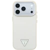 Dėklas Guess Grained Triangle Logo MagSafe, skirtas iPhone 18 Pro / 17 Pro, smėlio spalvos