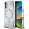 Dėklas Guess HC Resin Bottom Glitter Apple iPhone 16 MagSafe sidabro spalvos