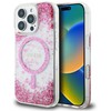 Dėklas GUESS HC Resin Bottom Glitter Magsafe skirtas Apple iPhone 16 Pro rožinės spalvos