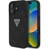 Guess Hot Stamp 4G Pattern Triangle Metal Logo Apple iPhone 16 dėklas telefonui juodos spalvos