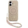 Dėklas Guess IML Flowers Electro Pearl Strap MagSafe – Case Apple iPhone 17 pink