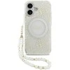 Guess IML Flowers Allover virvelė MagSafe dėklas skirtas Apple iPhone 17 baltos spalvos