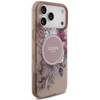 Dėklas Guess IML Flowers Pearl Strap MagSafe do iPhone 18 Pro / 17 Pro rožinė