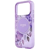 Dėklas Guess IML Flowers Pearl Strap MagSafe skirtas iPhone 18 Pro / 17 Pro violetinis