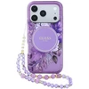 Dėklas Guess IML Flowers Pearl Strap MagSafe skirtas iPhone 18 Pro / 17 Pro violetinis