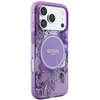 Dėklas Guess IML Flowers Pearl Strap MagSafe skirtas iPhone 18 Pro / 17 Pro violetinis