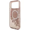 Guess IML Flowers Strap MagSafe dėklas skirtas Apple iPhone 17 Pro Max rožinės spalvos