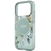 Dėklas Guess IML Flowers Pearl Strap MagSafe skirtas iPhone 18 Pro Max / 17 Pro Max žalias