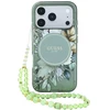 Dėklas Guess IML Flowers Pearl Strap MagSafe iPhone 18 Pro / 17 Pro žalias