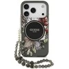 Guess IML Flowers Strap MagSafe dėklas skirtas Apple iPhone 17 Pro juodos spalvos