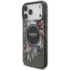 Dėklas Guess IML Flowers Pearl Strap MagSafe, skirtas iPhone 18 Pro Max / 17 Pro Max, juodas