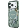 Dėklas Guess IML Flowers Pearl Strap MagSafe iPhone 18 Pro / 17 Pro žalias