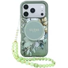 Dėklas Guess IML Flowers Pearl Strap MagSafe skirtas iPhone 18 Pro Max / 17 Pro Max žalias