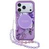 Dėklas Guess IML Flowers Pearl Strap MagSafe skirtas iPhone 18 Pro Max / 17 Pro Max, violetinis