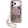Guess IML Flowers Strap MagSafe dėklas skirtas Apple iPhone 17 Pro Max rožinės spalvos
