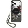 Guess IML Flowers Pearl Strap MagSafe dėklas skirtas Apple iPhone 17 Pro Max juodos spalvos