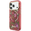 Dėklas Guess IML Glitter Blossom Roses do iPhone 18 Pro Max / 17 Pro Max bordo spalvos