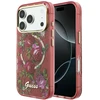 Dėklas Guess IML Glitter Blossom Roses do iPhone 18 Pro Max / 17 Pro Max bordo spalvos