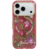 Dėklas Guess IML Glitter Blossom Roses do iPhone 18 Pro Max / 17 Pro Max bordo spalvos