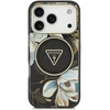 Dėklas Guess IML Glitter Flowers Triangle MagSafe do iPhone 18 Pro Max / 17 Pro Max juoda