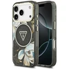 Dėklas Guess IML Glitter Flowers Triangle MagSafe do iPhone 18 Pro Max / 17 Pro Max juoda
