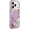 Dėklas Guess IML Glitter Flowers Triangle MagSafe Case for iPhone 17 Pro / 18 Pro - Violetinė