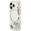 Dėklas Guess IML Glitter Flowers Triangle MagSafe do iPhone 18 Pro Max / 17 Pro Max balta