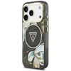 Dėklas Guess IML Glitter Flowers Triangle MagSafe Case for iPhone 17 Pro / 18 Pro - Juodas