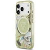 Dėklas Guess IML Glitter Flowers Triangle MagSafe Case for iPhone 17 Pro / 18 Pro - Žalias
