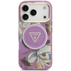 Dėklas Guess IML Glitter Flowers Triangle MagSafe Case for iPhone 17 Pro / 18 Pro - Violetinė