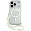 Guess IML Glitter Pearl Strap MagSafe dėklas skirtas Apple iPhone 17 Pro Clear