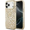 Dėklas Guess IML Leopard Glitter Triangle Logo MagSafe do iPhone 18 Pro / 17 Pro ruda