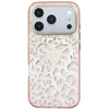 Dėklas Guess IML Leopard Glitter Triangle Logo MagSafe do iPhone 18 Pro / 17 Pro rožinė