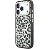 Dėklas Guess IML Leopard Glitter Triangle Logo MagSafe do iPhone 18 Pro / 17 Pro juoda