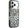 Dėklas Guess IML Leopard Glitter Triangle Logo MagSafe do iPhone 18 Pro / 17 Pro juoda