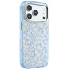 Dėklas Guess IML Leopard Glitter Triangle Logo MagSafe Case for iPhone 17 Pro Max / 18 Pro Max - Mėlyna