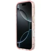 Dėklas Guess IML Leopard Glitter Triangle Logo MagSafe do iPhone 18 Pro / 17 Pro rožinė