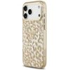 Dėklas Guess IML Leopard Glitter Triangle Logo MagSafe do iPhone 18 Pro / 17 Pro ruda